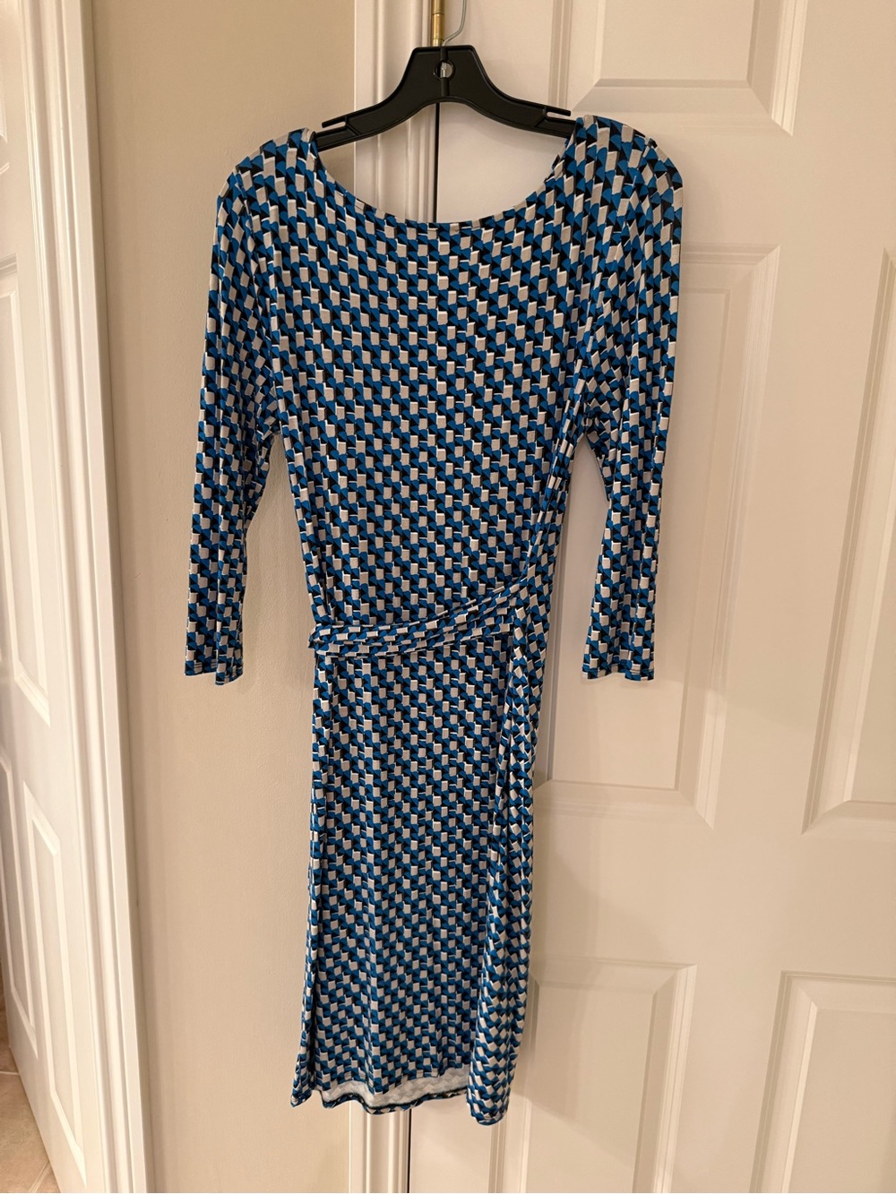 Ann Taylor Blue Geometric Wrap Dress - Picture 3 of 3